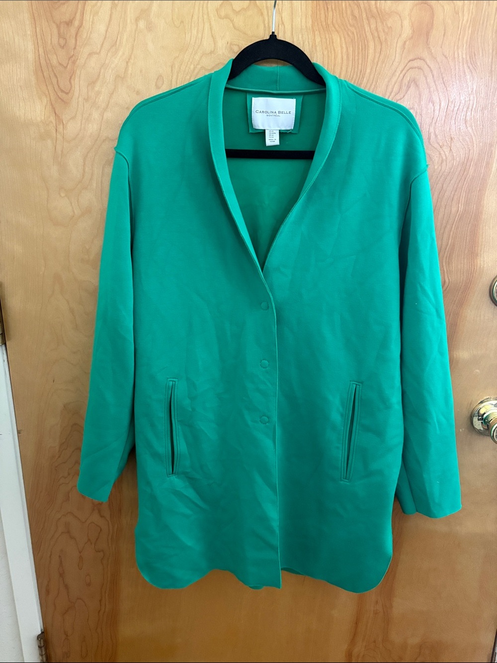 Carolina Belle Teal Green Open-Front Trench Coat